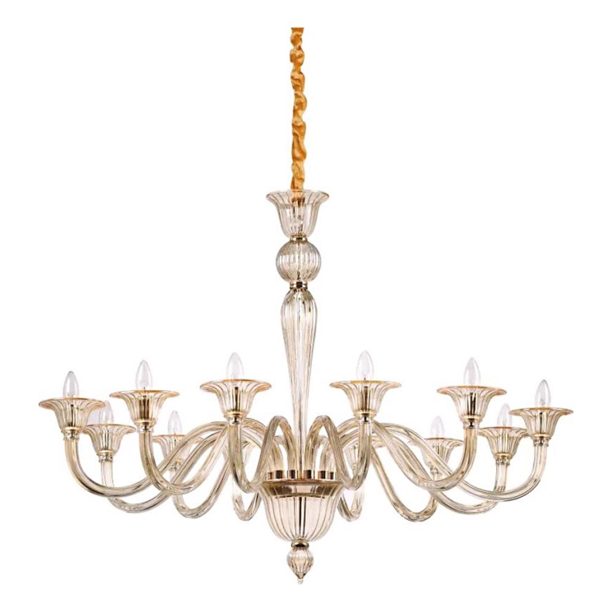 Ideal Lux - Pendel med kædeophæng BRIGITTA 12xE14/40W/230V diameter 120 cm messing