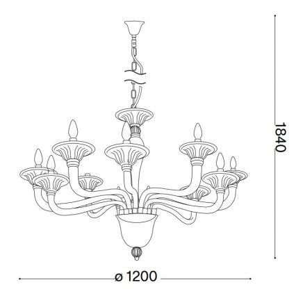 Ideal Lux - Pendel med kædeophæng BRIGITTA 12xE14/40W/230V diameter 120 cm messing