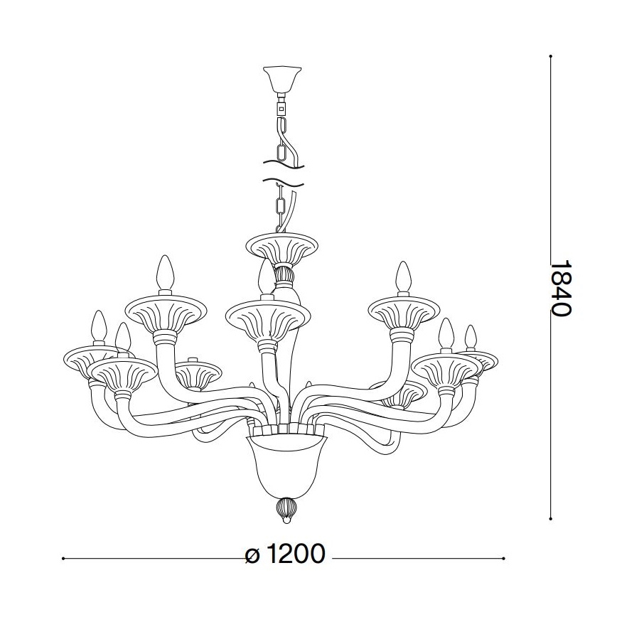 Ideal Lux - Pendel med kædeophæng BRIGITTA 12xE14/40W/230V diameter 120 cm messing