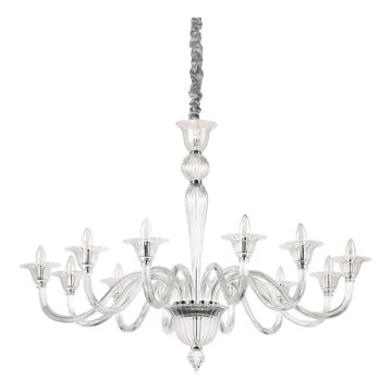 Ideal Lux - Pendel med kædeophæng BRIGITTA 12xE14/40W/230V diameter 120 cm transparent