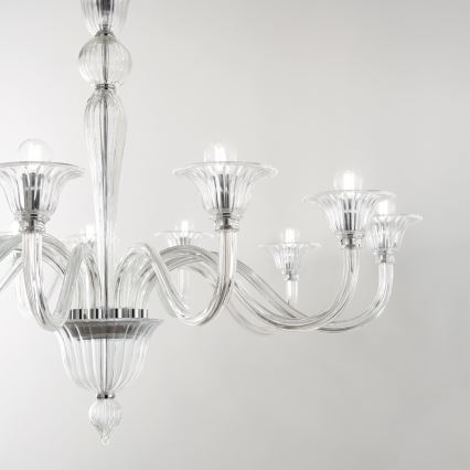 Ideal Lux - Pendel med kædeophæng BRIGITTA 12xE14/40W/230V diameter 120 cm transparent