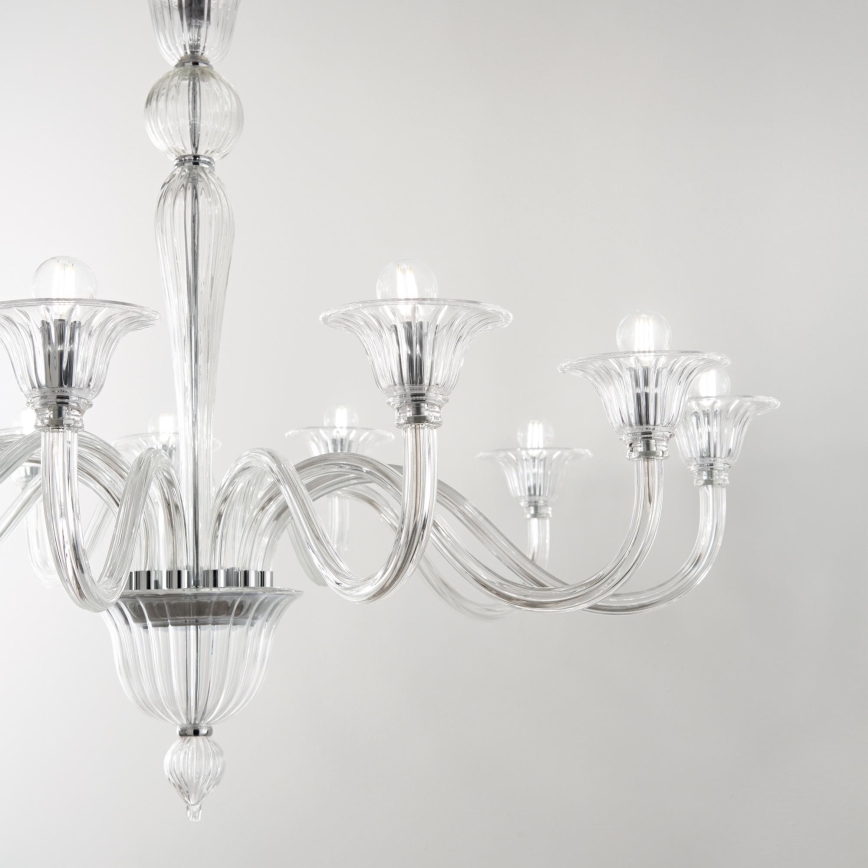 Ideal Lux - Pendel med kædeophæng BRIGITTA 12xE14/40W/230V diameter 120 cm transparent