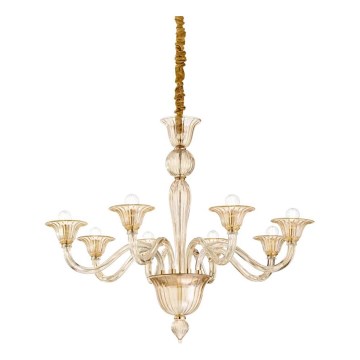 Ideal Lux - Pendel med kædeophæng BRIGITTA 8xE14/40W/230V diameter 89 cm messing
