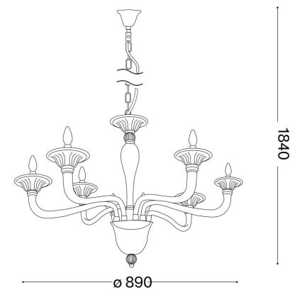 Ideal Lux - Pendel med kædeophæng BRIGITTA 8xE14/40W/230V diameter 89 cm messing