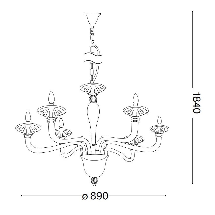 Ideal Lux - Pendel med kædeophæng BRIGITTA 8xE14/40W/230V diameter 89 cm messing