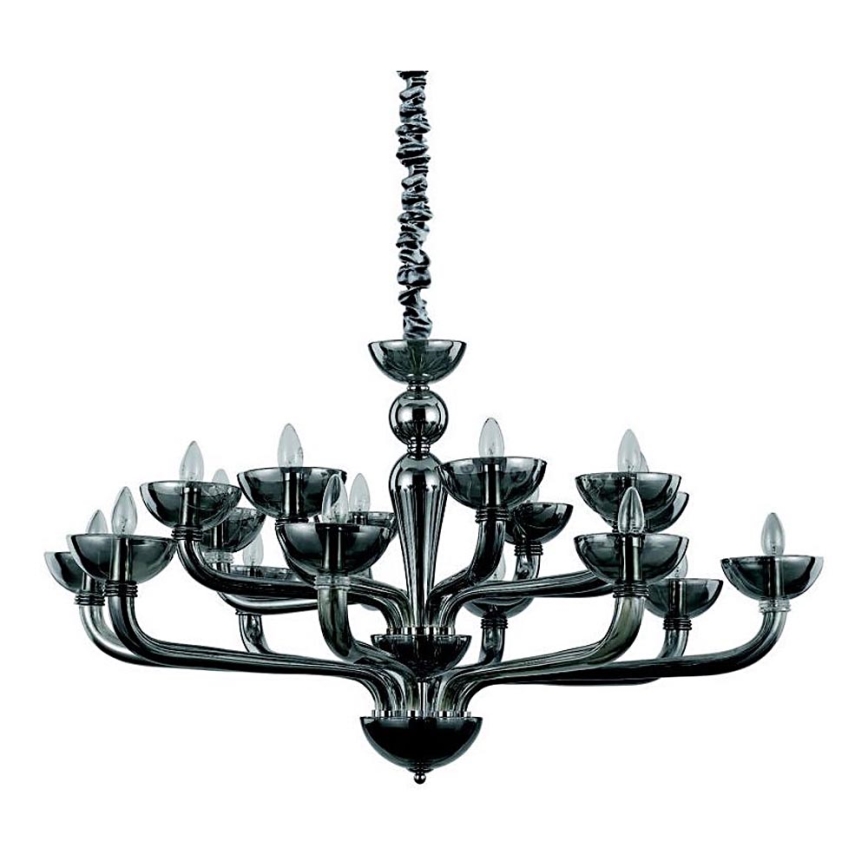Ideal Lux - Pendel med kædeophæng CASANOVA 16xE14/40W/230V diameter 120 cm grå