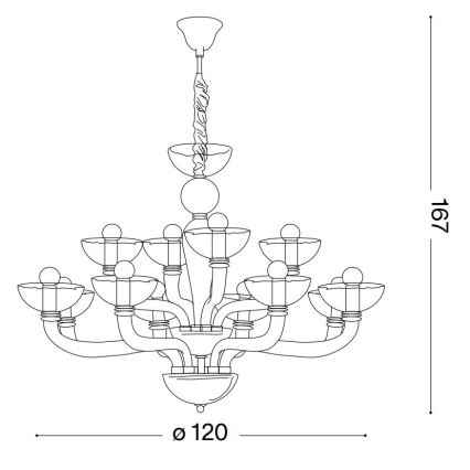 Ideal Lux - Pendel med kædeophæng CASANOVA 16xE14/40W/230V diameter 120 cm grå