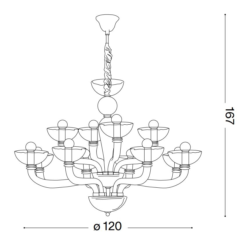 Ideal Lux - Pendel med kædeophæng CASANOVA 16xE14/40W/230V diameter 120 cm grå