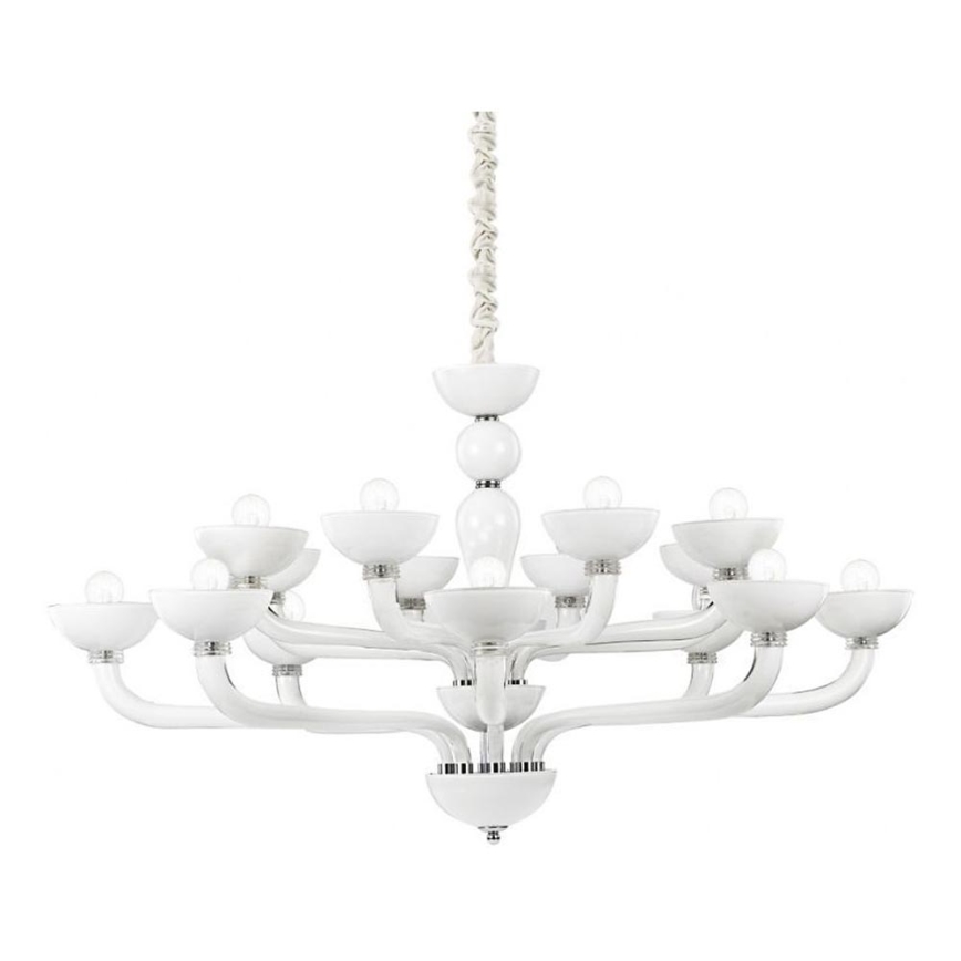 Ideal Lux - Pendel med kædeophæng CASANOVA 16xE14/40W/230V diameter 120 cm hvid