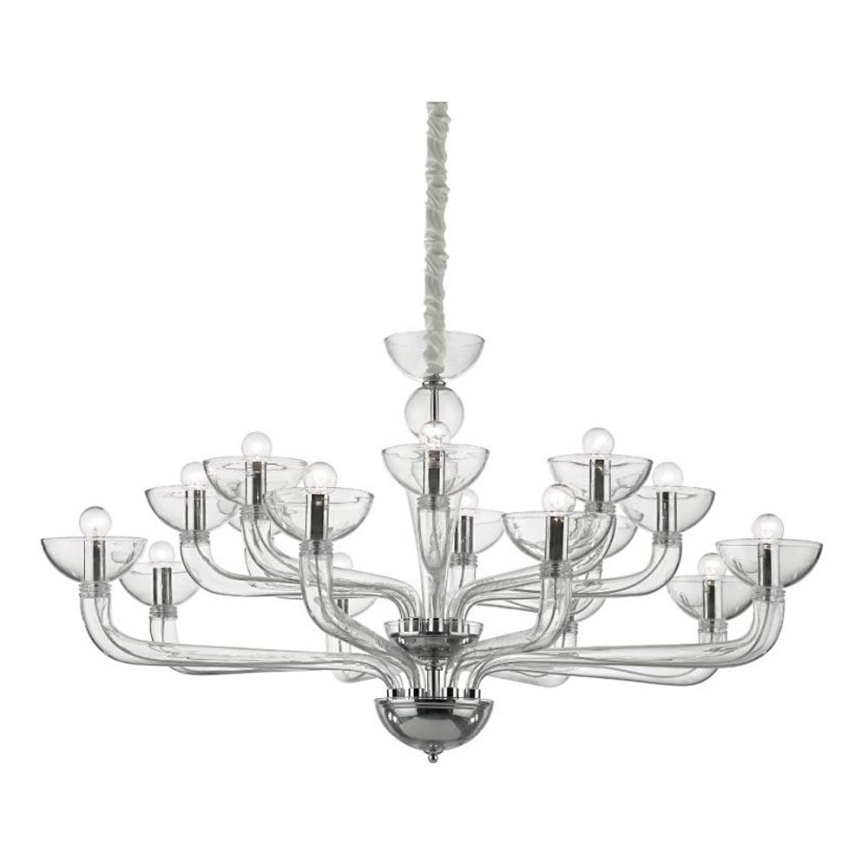 Ideal Lux - Pendel med kædeophæng CASANOVA 16xE14/40W/230V diameter 120 cm transparent