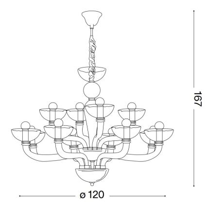 Ideal Lux - Pendel med kædeophæng CASANOVA 16xE14/40W/230V diameter 120 cm transparent