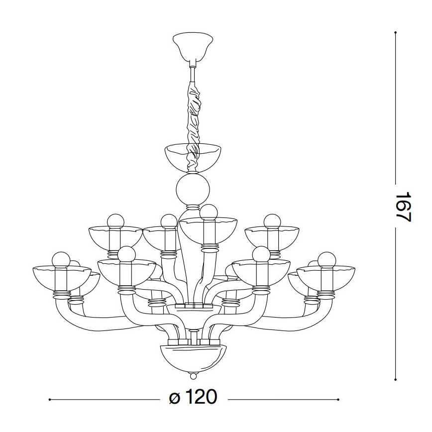 Ideal Lux - Pendel med kædeophæng CASANOVA 16xE14/40W/230V diameter 120 cm transparent