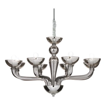 Ideal Lux - Pendel med kædeophæng CASANOVA 8xE14/40W/230V diameter 88 cm grå