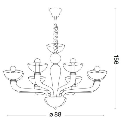 Ideal Lux - Pendel med kædeophæng CASANOVA 8xE14/40W/230V diameter 88 cm grå