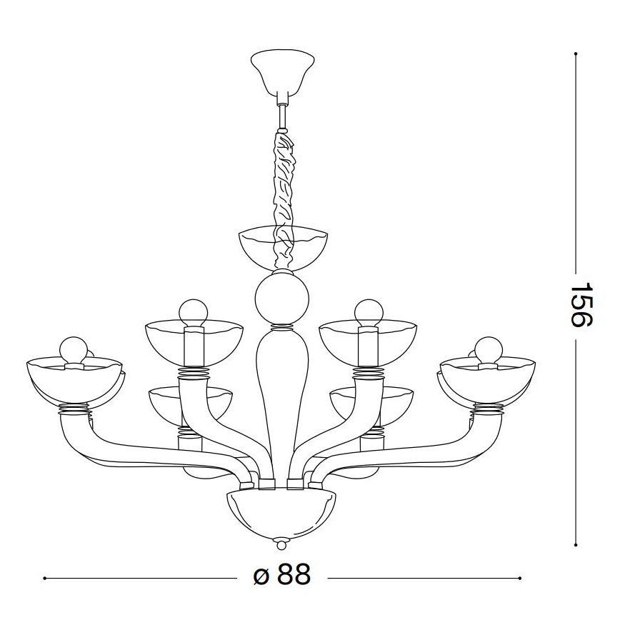 Ideal Lux - Pendel med kædeophæng CASANOVA 8xE14/40W/230V diameter 88 cm grå