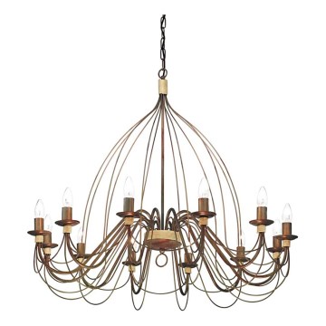 Ideal Lux - Pendel med kædeophæng CORTE 12xE14/40W/230V diameter 95 cm kobber