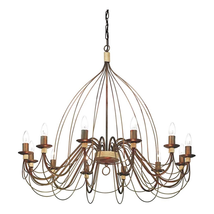 Ideal Lux - Pendel med kædeophæng CORTE 12xE14/40W/230V diameter 95 cm kobber