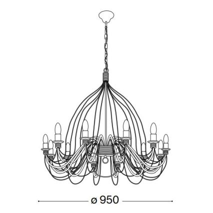 Ideal Lux - Pendel med kædeophæng CORTE 12xE14/40W/230V diameter 95 cm kobber