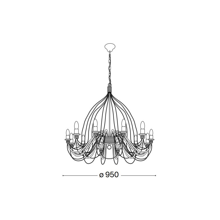 Ideal Lux - Pendel med kædeophæng CORTE 12xE14/40W/230V diameter 95 cm kobber