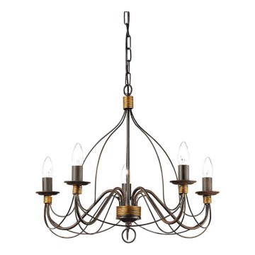 Ideal Lux - Pendel med kædeophæng CORTE 5xE14/40W/230V diameter 54 cm kobber