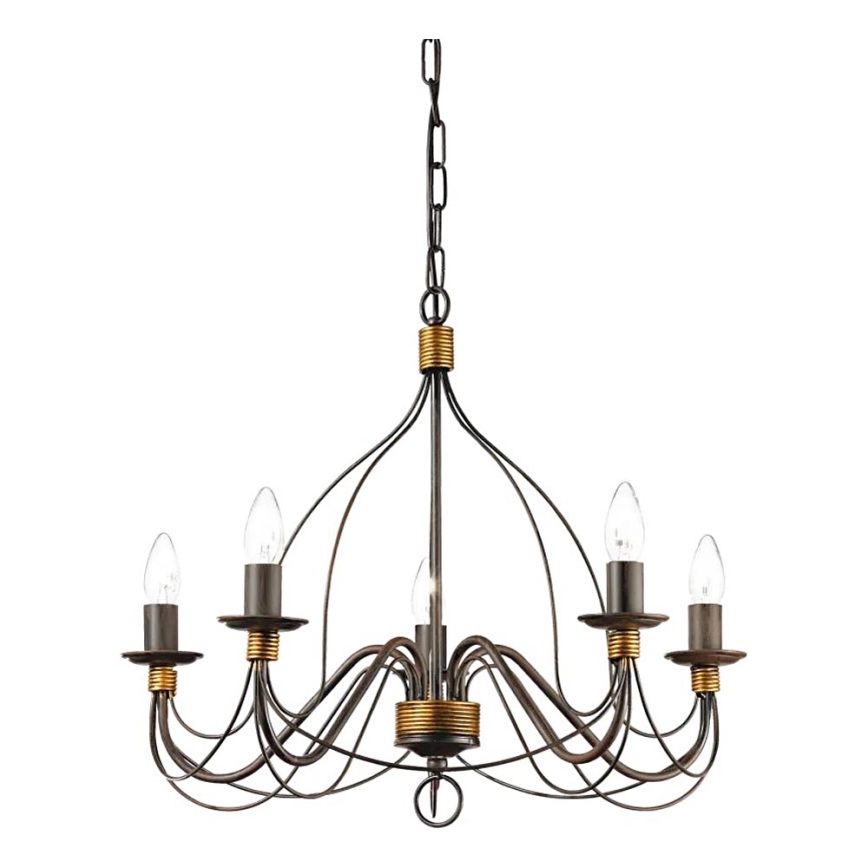 Ideal Lux - Pendel med kædeophæng CORTE 5xE14/40W/230V diameter 54 cm kobber
