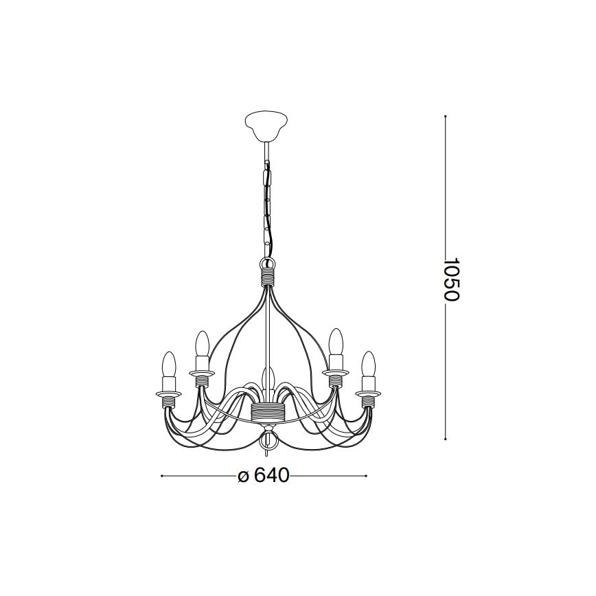 Ideal Lux - Pendel med kædeophæng CORTE 5xE14/40W/230V diameter 54 cm kobber