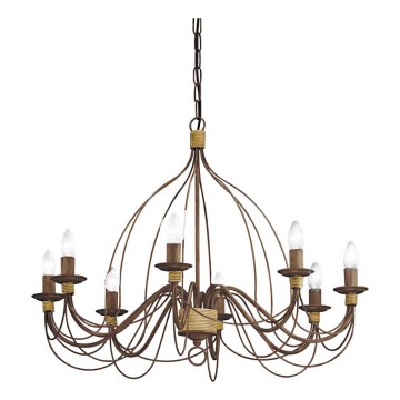Ideal Lux - Pendel med kædeophæng CORTE 8xE14/40W/230V diameter 80 cm kobber