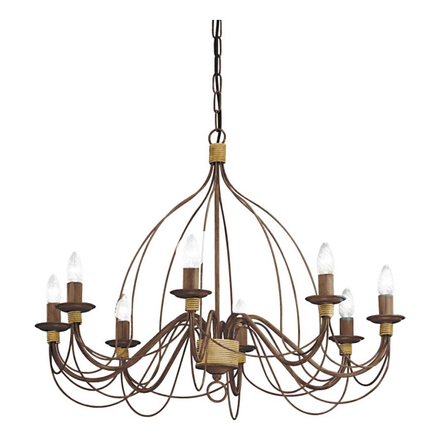 Ideal Lux - Pendel med kædeophæng CORTE 8xE14/40W/230V diameter 80 cm kobber