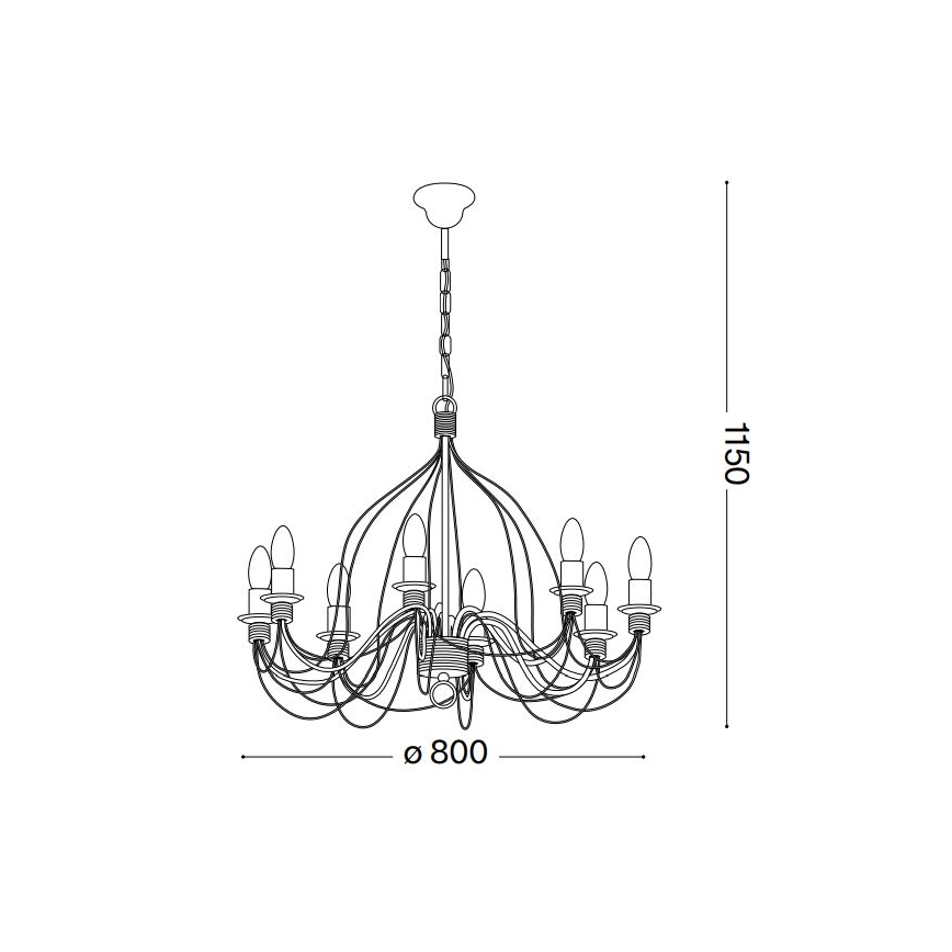 Ideal Lux - Pendel med kædeophæng CORTE 8xE14/40W/230V diameter 80 cm kobber