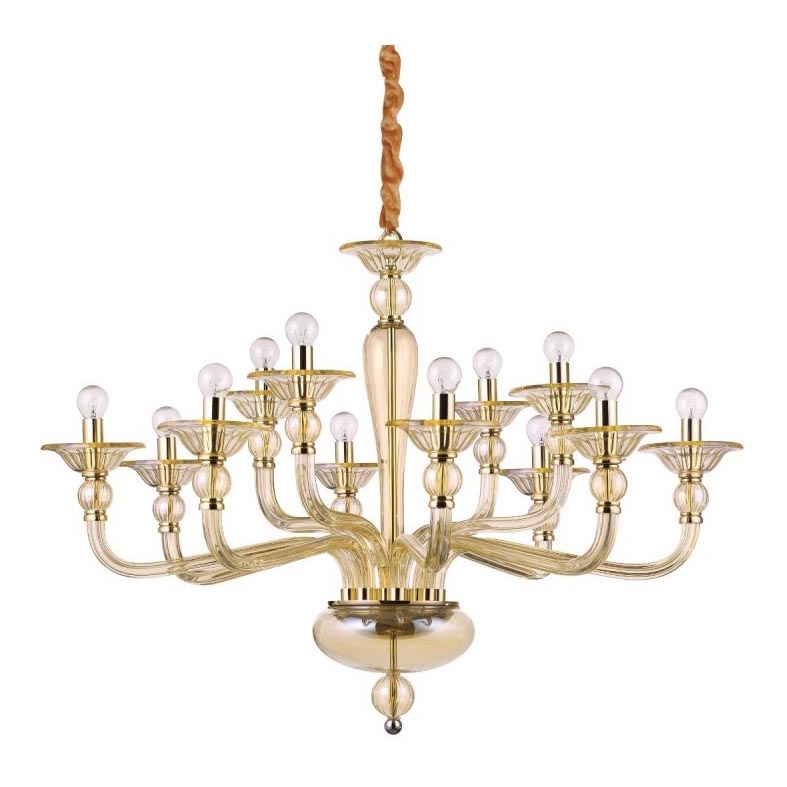 Ideal Lux - Pendel med kædeophæng DANIELI 12xE14/40W/230V diameter 94 cm messing