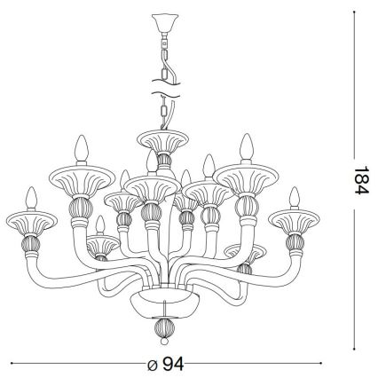 Ideal Lux - Pendel med kædeophæng DANIELI 12xE14/40W/230V diameter 94 cm messing