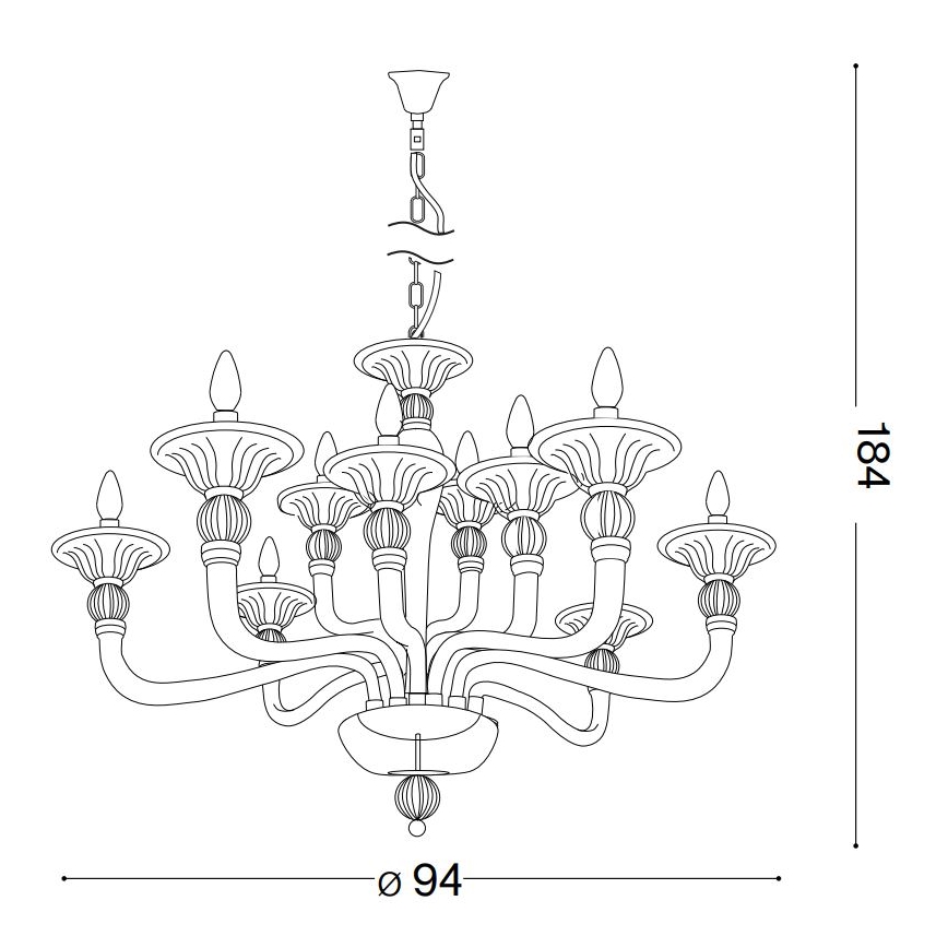 Ideal Lux - Pendel med kædeophæng DANIELI 12xE14/40W/230V diameter 94 cm messing