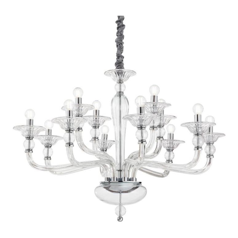 Ideal Lux - Pendel med kædeophæng DANIELI 12xE14/40W/230V diameter 94 cm transparent