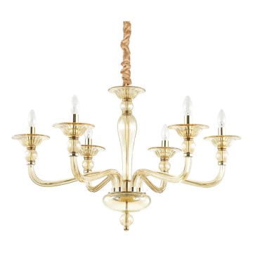 Ideal Lux - Pendel med kædeophæng DANIELI 6xE14/40W/230V diameter 85 cm messing