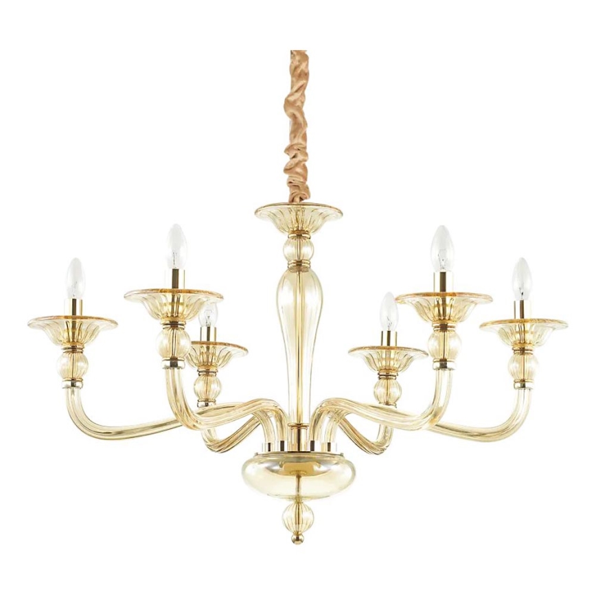 Ideal Lux - Pendel med kædeophæng DANIELI 6xE14/40W/230V diameter 85 cm messing