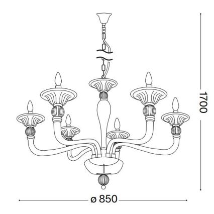 Ideal Lux - Pendel med kædeophæng DANIELI 6xE14/40W/230V diameter 85 cm messing