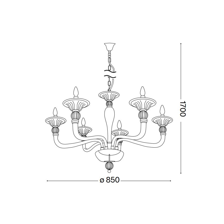 Ideal Lux - Pendel med kædeophæng DANIELI 6xE14/40W/230V diameter 85 cm messing