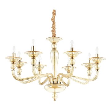 Ideal Lux - Pendel med kædeophæng DANIELI 8xE14/40W/230V diameter 85 cm messing
