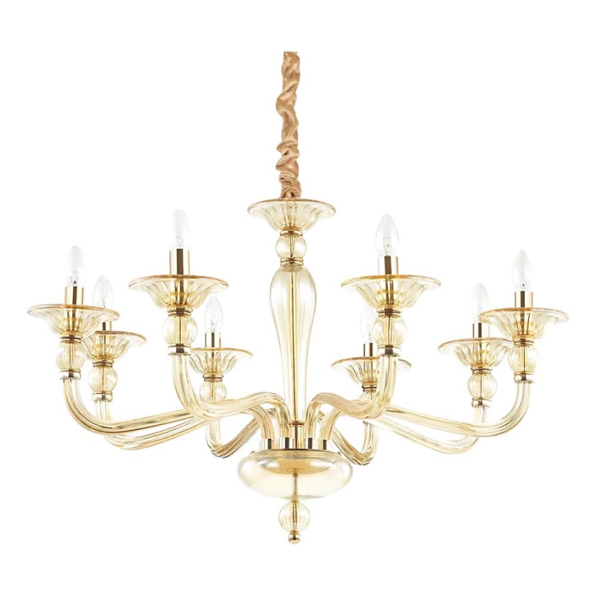 Ideal Lux - Pendel med kædeophæng DANIELI 8xE14/40W/230V diameter 85 cm messing