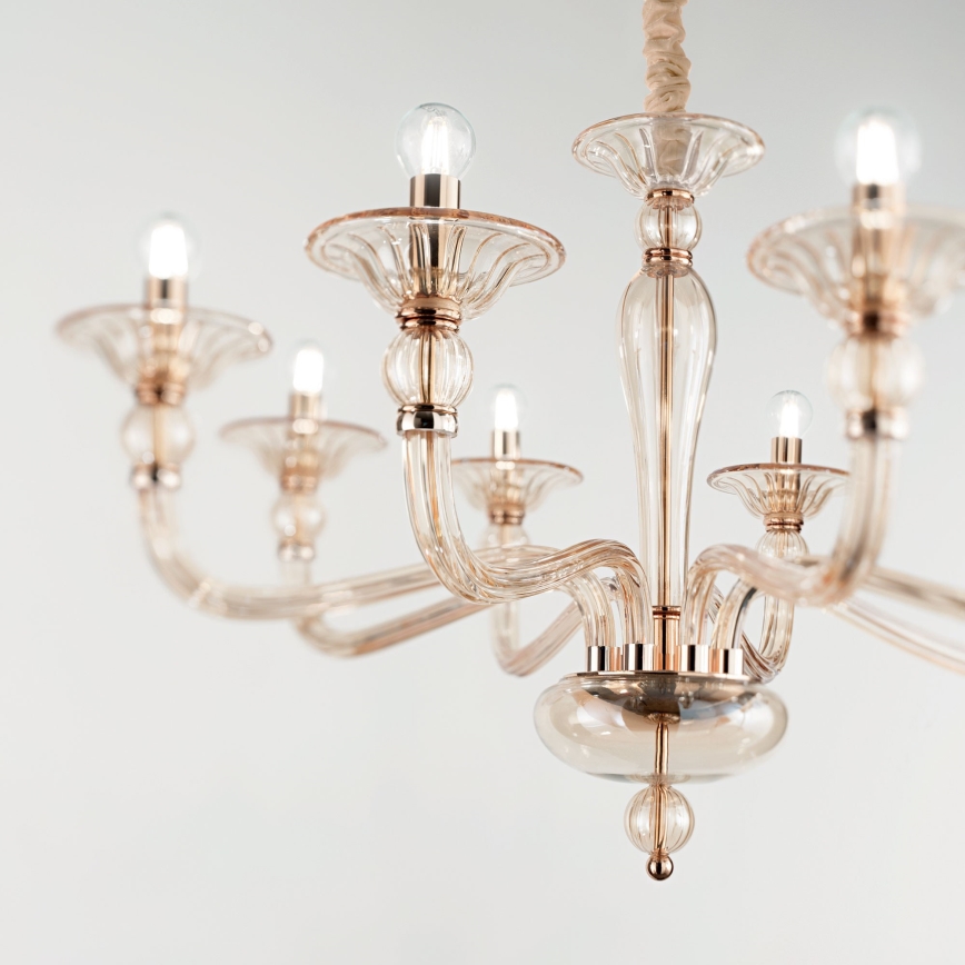 Ideal Lux - Pendel med kædeophæng DANIELI 8xE14/40W/230V diameter 85 cm messing