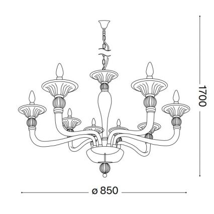 Ideal Lux - Pendel med kædeophæng DANIELI 8xE14/40W/230V diameter 85 cm messing