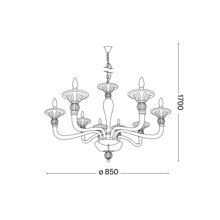 Ideal Lux - Pendel med kædeophæng DANIELI 8xE14/40W/230V diameter 85 cm messing