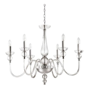 Ideal Lux - Pendel med kædeophæng DOGE 6xE14/40W/230V diameter 75 cm skinnende krom