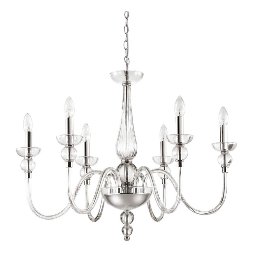 Ideal Lux - Pendel med kædeophæng DOGE 6xE14/40W/230V diameter 75 cm skinnende krom
