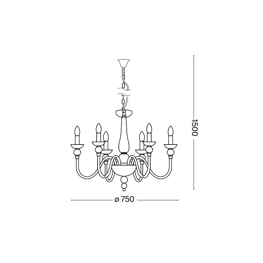 Ideal Lux - Pendel med kædeophæng DOGE 6xE14/40W/230V diameter 75 cm skinnende krom