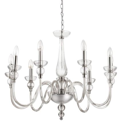 Ideal Lux - Pendel med kædeophæng DOGE 9xE14/40W/230V diameter 75 cm skinnende krom