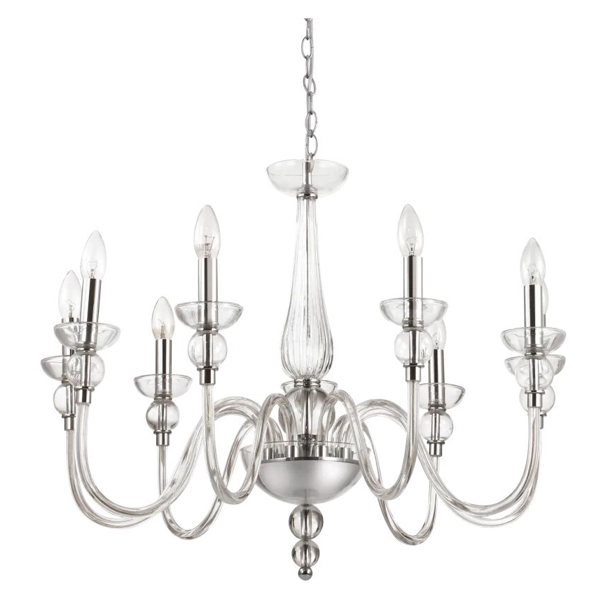 Ideal Lux - Pendel med kædeophæng DOGE 9xE14/40W/230V diameter 75 cm skinnende krom