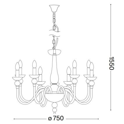 Ideal Lux - Pendel med kædeophæng DOGE 9xE14/40W/230V diameter 75 cm skinnende krom