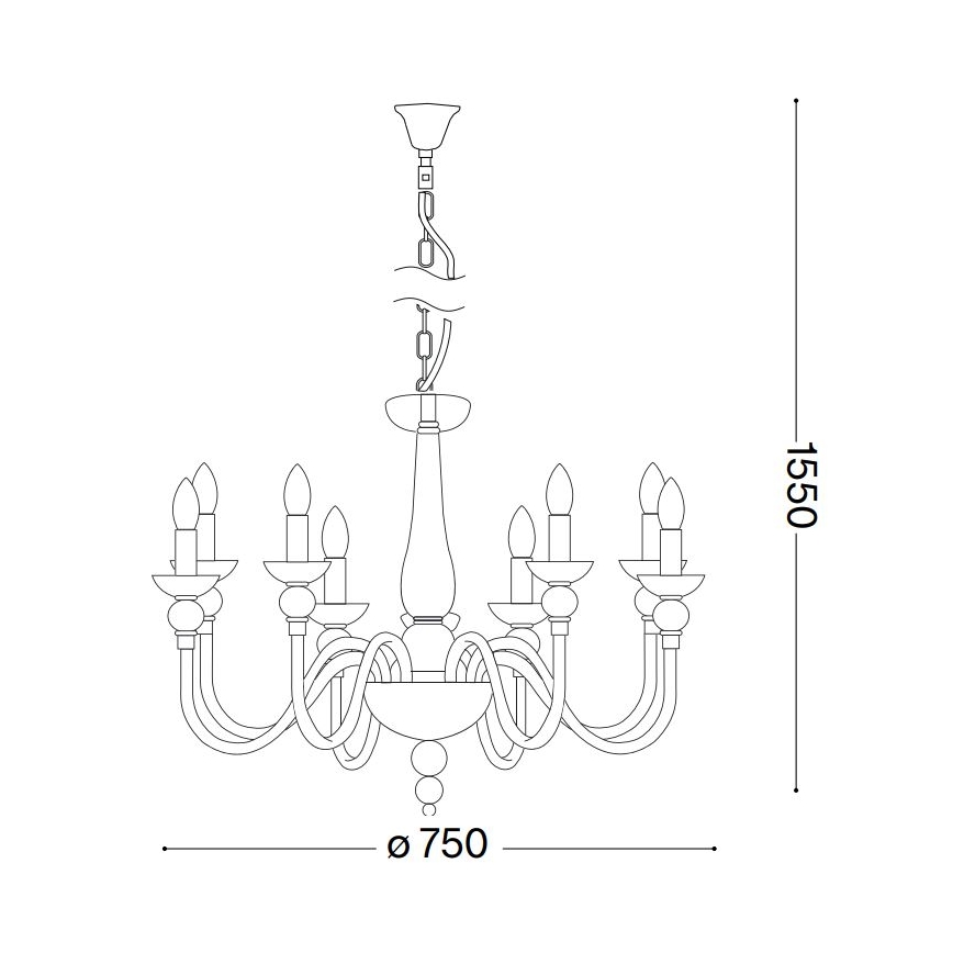 Ideal Lux - Pendel med kædeophæng DOGE 9xE14/40W/230V diameter 75 cm skinnende krom