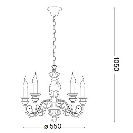 Ideal Lux - Pendel med kædeophæng FIRENZE 5xE14/40W/230V diameter 55 cm guldfarvet